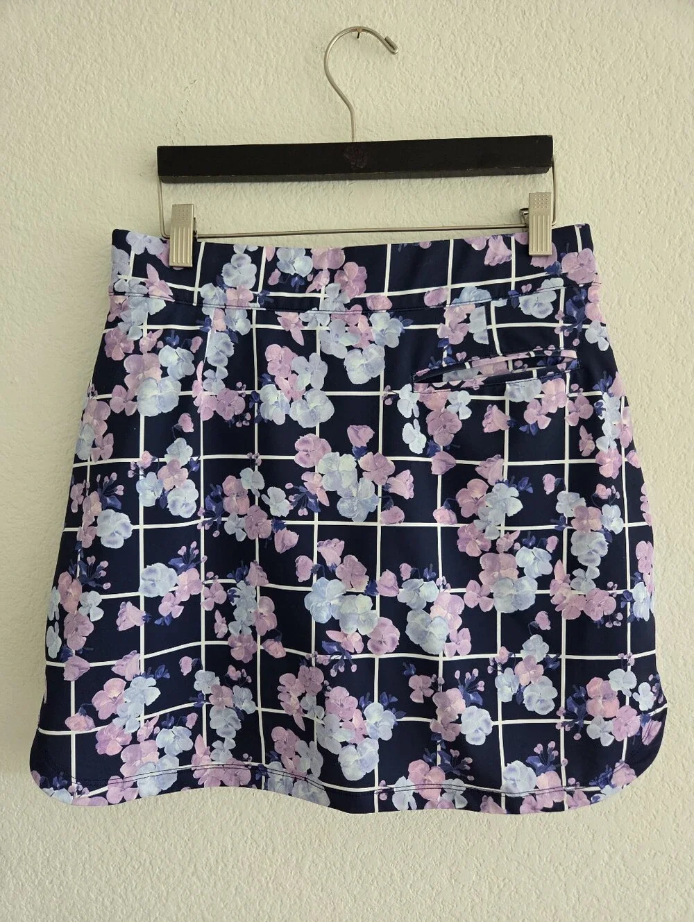 Peter Millar Alice Petal Hem Floral Golf Skirt Skort Medium Navy Pink UPF 50